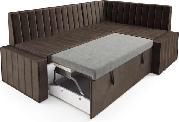 Изображение товара Уголок кухонный мягкий Mebel-Ars Вермут M11-24-3 / 191x83x121 (бархат шоколадный Star Velvet 60 Coffee )