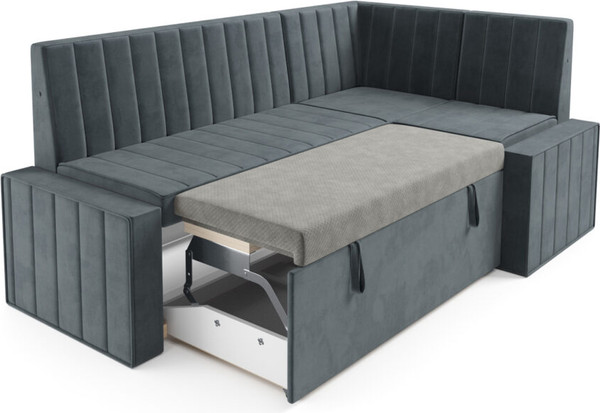 Изображение товара Уголок кухонный мягкий Mebel-Ars Вермут 191x83x121 / M11-24-5 (велюр серый/синий HB-178/26)