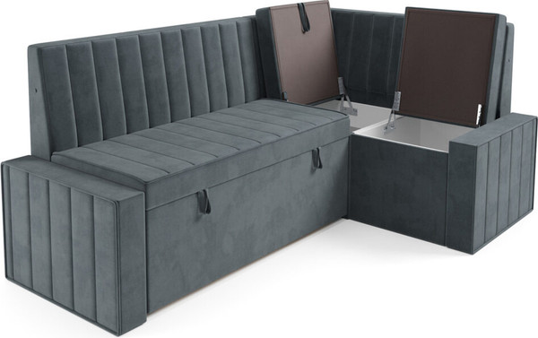 Изображение товара Уголок кухонный мягкий Mebel-Ars Вермут 191x83x121 / M11-24-5 (велюр серый/синий HB-178/26)