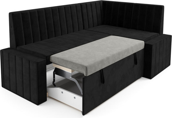 Изображение товара Уголок кухонный мягкий Mebel-Ars Вермут 191x83x121 / M11-24-9 (велюр черный НВ-178/17)