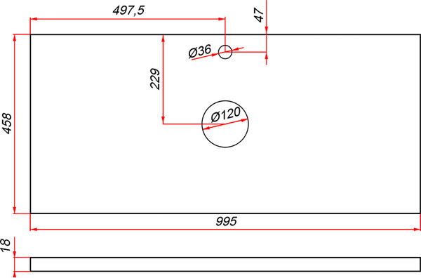 Изображение товара Столешница для тумбы в ванную ЗОВ CLDSP18A995458C2 (аттик)