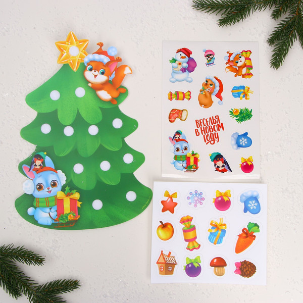 Изображение товара Развивающий игровой набор Веселые липучки Новый год! Украшаем елочку / 4985325