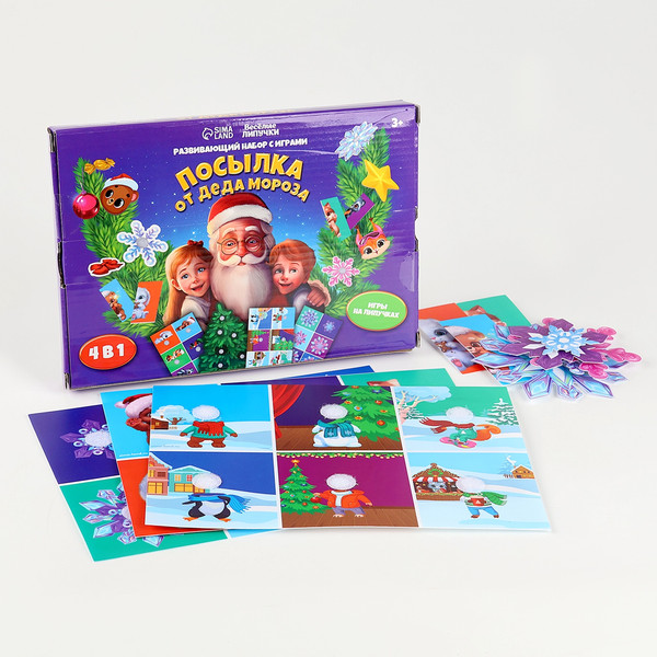 Изображение товара Развивающий игровой набор Веселые липучки Новый год! Посылка от Деда Мороза / 9824273