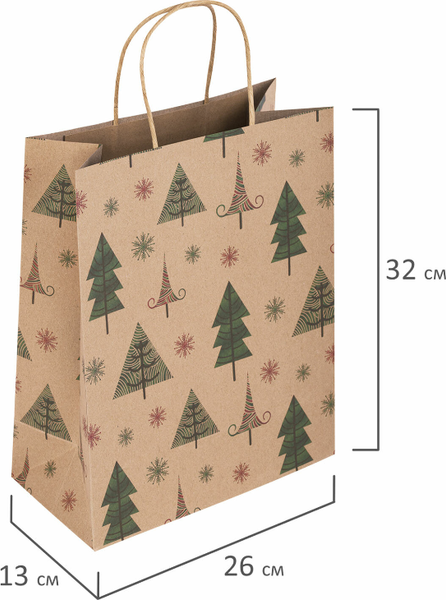 Изображение товара Набор пакетов подарочных Золотая сказка Kraft Xmas Tree / 591959 (10шт)