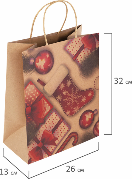 Изображение товара Набор пакетов подарочных Золотая сказка Christmas Kraft / 591961 (10шт)