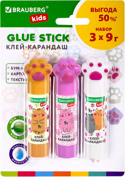 Изображение товара Клей-карандаш Brauberg Kids 271982 (3шт)