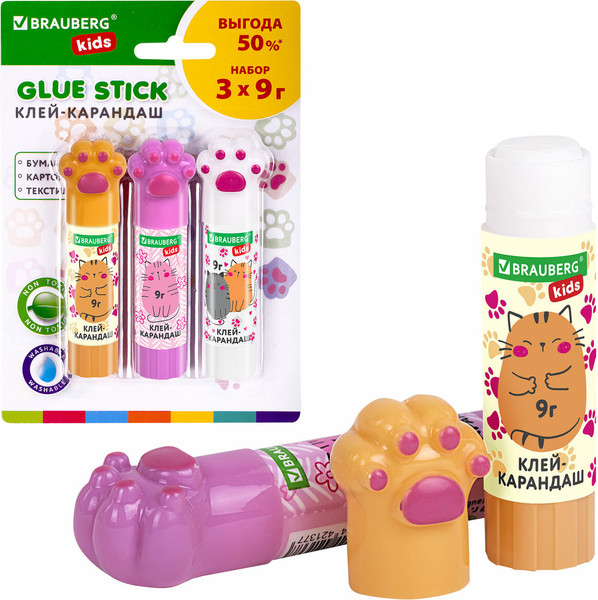 Изображение товара Клей-карандаш Brauberg Kids 271982 (3шт)