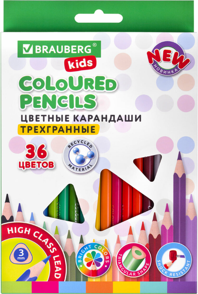 Изображение товара Набор цветных карандашей Brauberg Kids New / 182003 (36цв)