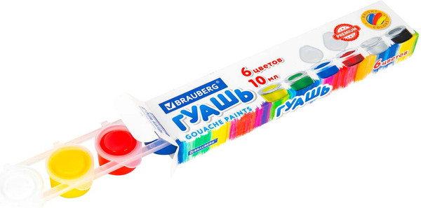 Изображение товара Гуашь Brauberg Premium / 191906 (6цв)