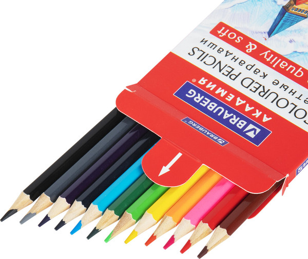 Изображение товара Набор цветных карандашей Brauberg Академия / 181864 (12цв)