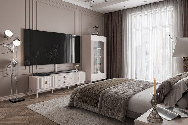 Изображение товара Прикроватная тумба Bravo Мебель Фарго (персидский жемчуг/лак льняной)