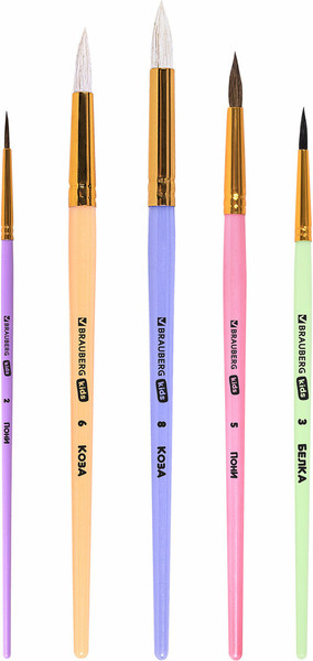 Изображение товара Набор кистей Brauberg Kids / 201080 (5шт)