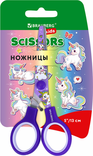 Изображение товара Ножницы канцелярские Brauberg Kids. Единороги / 238350 (сиреневый)