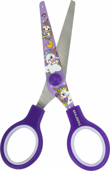 Изображение товара Ножницы канцелярские Brauberg Kids. Единороги / 238350 (сиреневый)