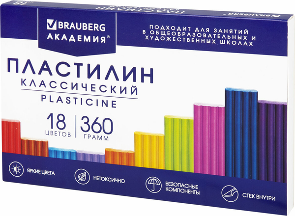Изображение товара Пластилин Brauberg Академия классическая / 106509 (18цв)