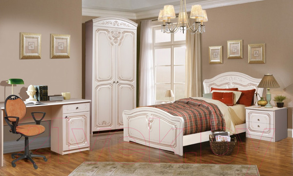 Изображение товара Двуспальная кровать ФорестДекоГрупп Валерия 180 / СП005-07 (белый)