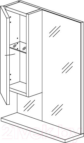 Изображение товара Шкаф с зеркалом для ванной СанитаМебель Ларч 11.520 (левый)