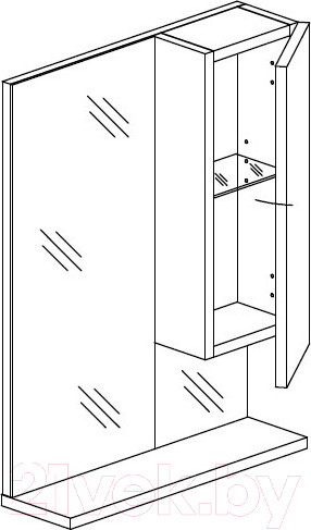 Изображение товара Шкаф с зеркалом для ванной СанитаМебель Ларч 11.520 (правый)