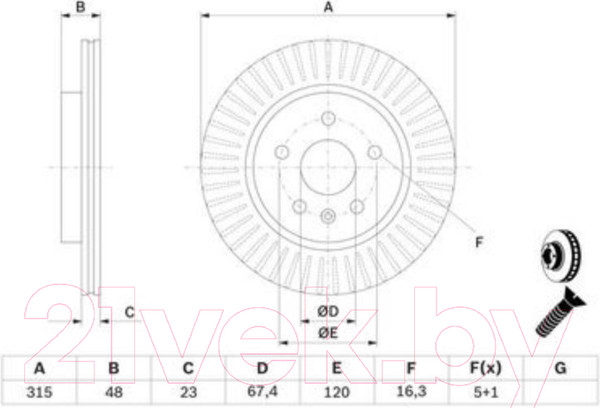 Изображение товара Тормозной диск Bosch 0986479514
