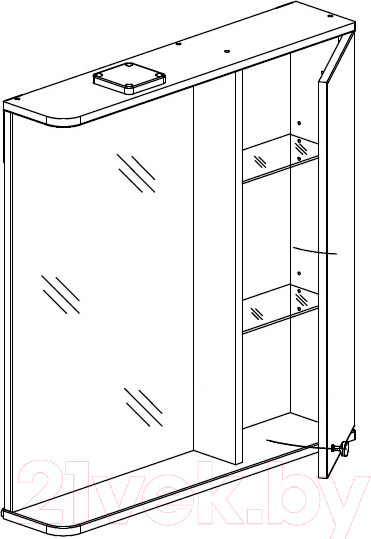 Изображение товара Шкаф с зеркалом для ванной СанитаМебель Камелия-11.70 Д2 (правый, белый)