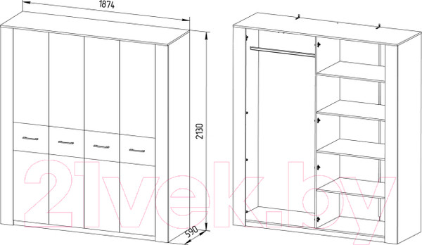 Изображение товара Шкаф MySTAR Вирджиния 100.1820 (сосна каньон)