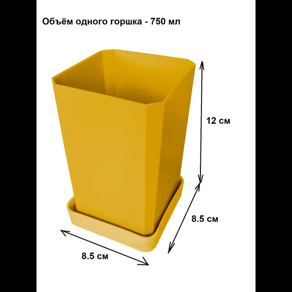 Изображение товара Набор горшков для рассады Чипполино АРТ0335 с выдвижным дном, многоразовый (желтый)