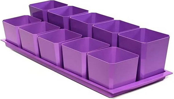 Изображение товара Набор горшков для рассады Чипполино Двухуровневый с выдвижным дном, многоразовый (фиолетовый)