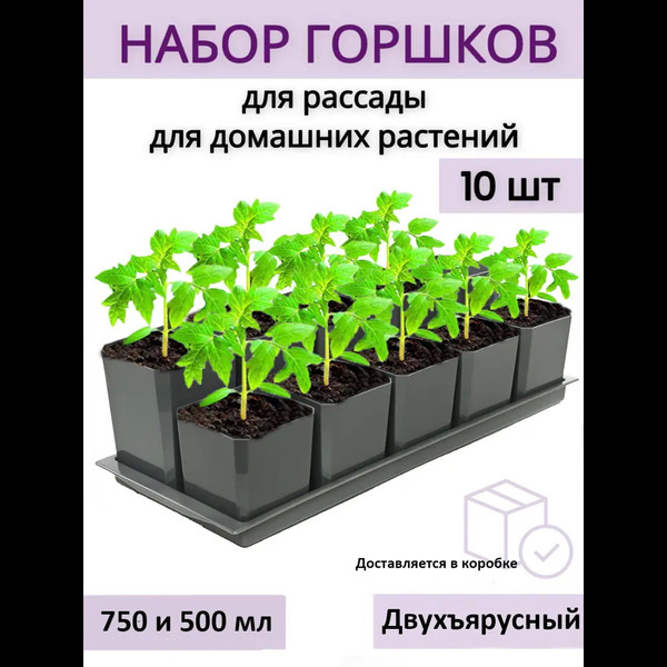 Изображение товара Набор горшков для рассады Чипполино Двухуровневый с выдвижным дном, многоразовый (популярный)