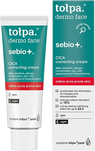 Изображение товара Крем для лица Tolpa Dermo Face Sebio+ Cica корректирующий (40мл)