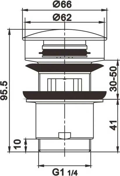 Изображение товара Донный клапан Rose RS01T (графит)