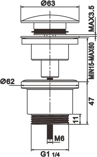 Изображение товара Донный клапан Rose RS31T (графит)