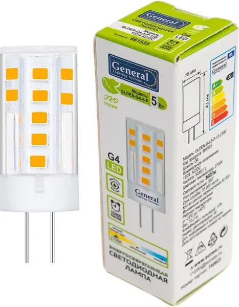 Изображение товара Лампа General Lighting GLDEN-G4-5-P-12-2700 10/100/500 / 661535