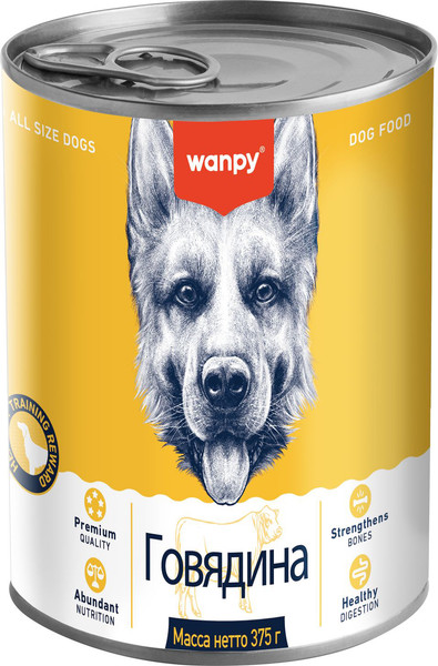 Изображение товара Влажный корм для собак Wanpy Dog говядина (375г)