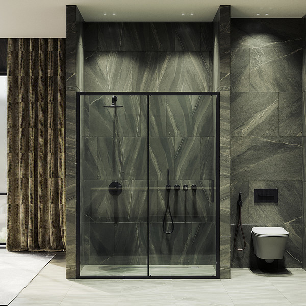 Изображение товара Душевая дверь MaybahGlass 195x120 / MGD-1276-6 (бесцветный/черный)