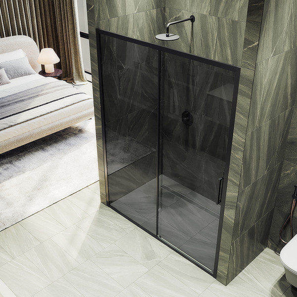 Изображение товара Душевая дверь MaybahGlass 195x120 / MGD-1284-6 (графит/черный)