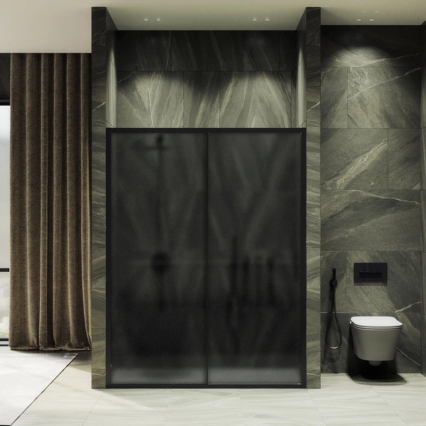 Изображение товара Душевая дверь MaybahGlass 195x120 / MGD-1288-6 (графит матовый/черный)