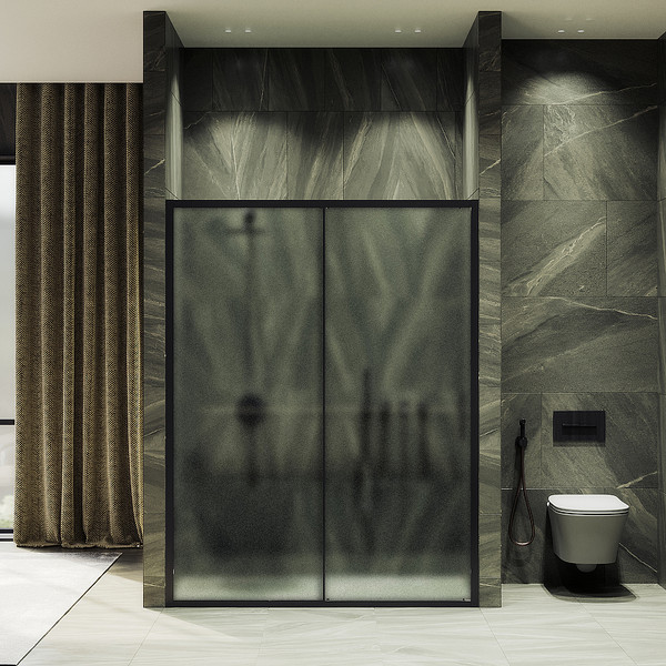 Изображение товара Душевая дверь MaybahGlass 195x120 / MGD-1280-6 (сатин/черный)