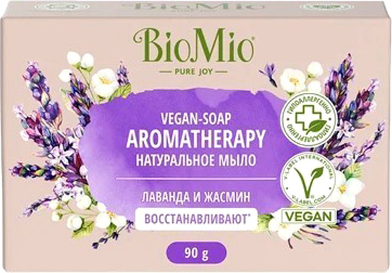 Изображение товара Мыло твердое BioMio Bio-Soap Натуральное Жасмин и эфирное масло лаванды (90г)