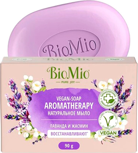 Изображение товара Мыло твердое BioMio Bio-Soap Натуральное Жасмин и эфирное масло лаванды (90г)