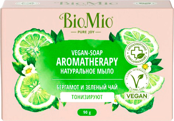 Изображение товара Мыло твердое BioMio Bio-Soap Натуральное Зеленый чай и эфирное масло бергамота (90г)