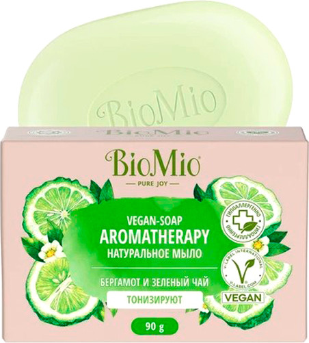 Изображение товара Мыло твердое BioMio Bio-Soap Натуральное Зеленый чай и эфирное масло бергамота (90г)