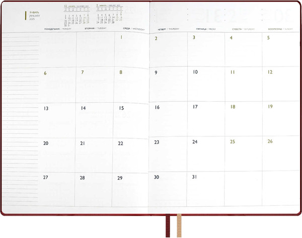Изображение товара Ежедневник Escalada Шеврет Глосс 2025 / 66938 (120л, бордовый)
