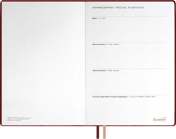 Изображение товара Ежедневник Escalada Шеврет Глосс 2025 / 66938 (120л, бордовый)