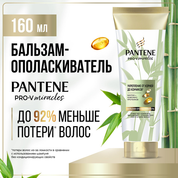 Изображение товара Бальзам для волос PANTENE Miracles Укрепление от корней до кончиков (160мл)