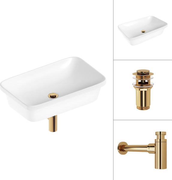 Изображение товара Умывальник Lauter 21370 + клапан 21190G + сифон 21635G (золото)