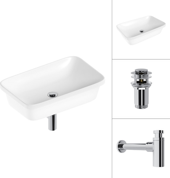 Изображение товара Умывальник Lauter 21370 + клапан 21190CH + сифон 21635CH (хром)