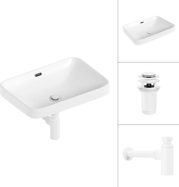 Изображение товара Умывальник Lauter 21441A + клапан 21190W + сифон 21635W (белый матовый)