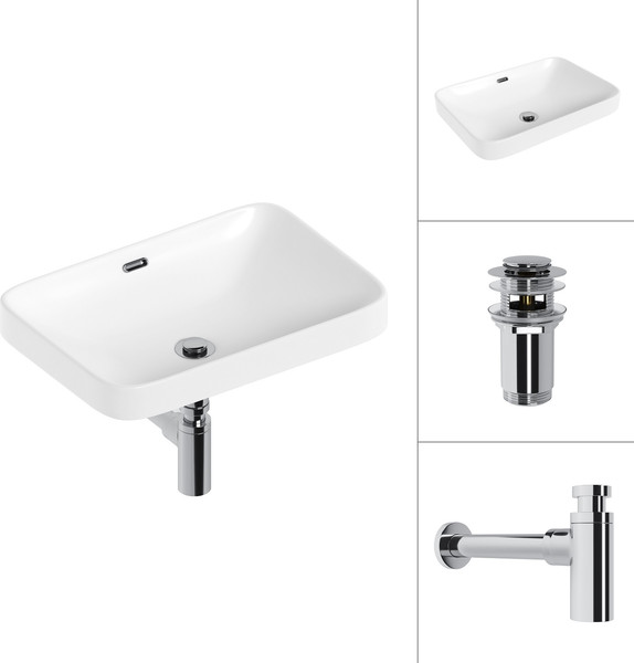 Изображение товара Умывальник Lauter 21441A + клапан 21190CH + сифон 21635CH (хром)