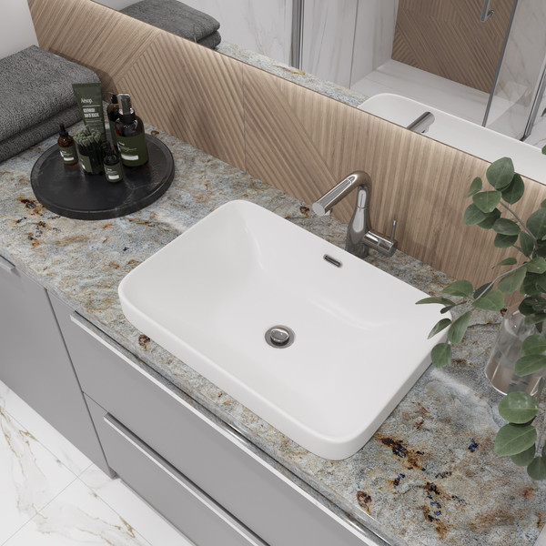 Изображение товара Умывальник Lauter 21441B + клапан 21190B + сифон 21635B (черный матовый)