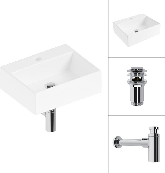 Изображение товара Умывальник Lauter 21344 + клапан 21190CH + сифон 21635CH (хром)